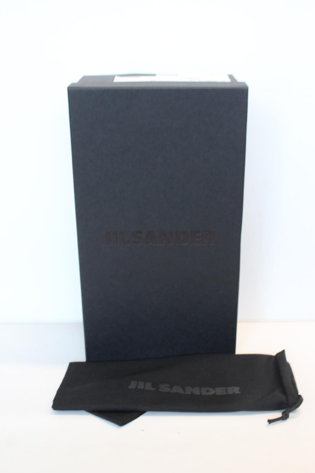 JIL SANDER Ladies Black Leather Whipstitch Anklet Ballet Flat Shoes EU37 UK4 NEW