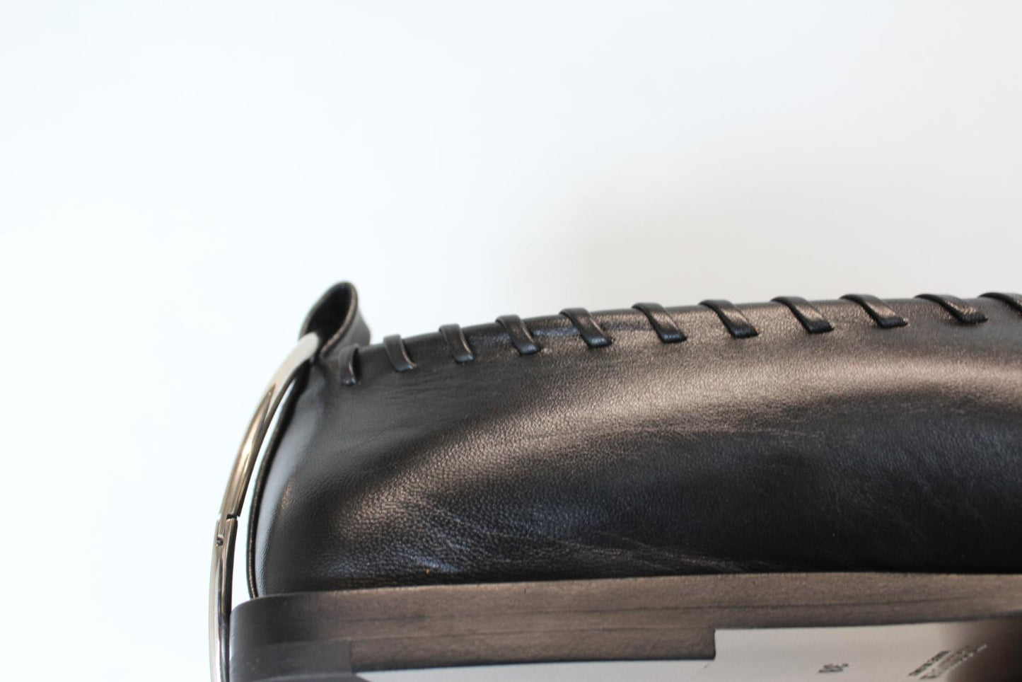 JIL SANDER Ladies Black Leather Whipstitch Anklet Ballet Flat Shoes EU38 UK5 NEW