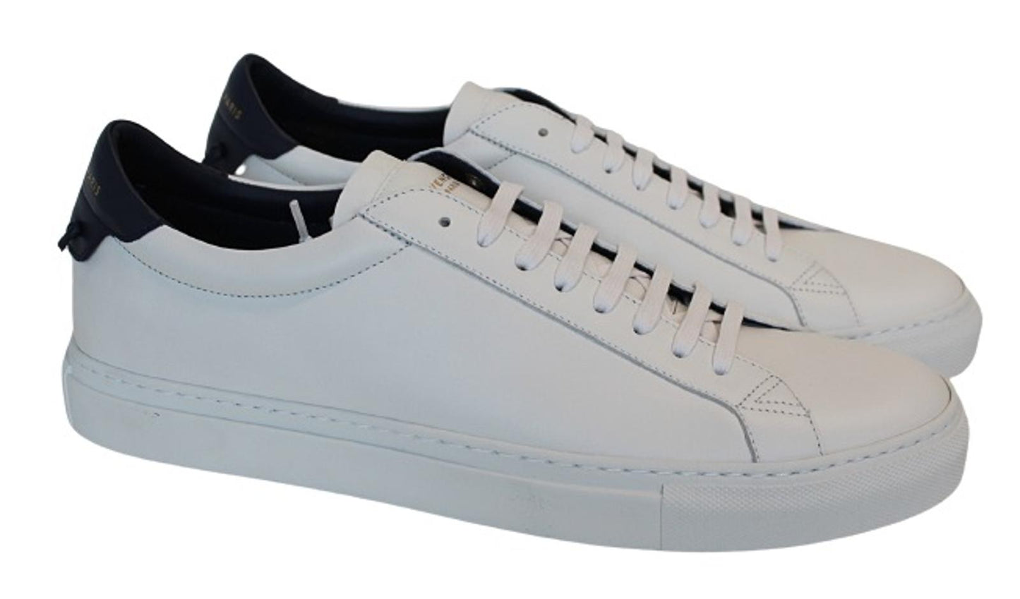 GIVENCHY Men's White Navy Blue Leather Urban Street Low Trainers EU45 UK11 NEW