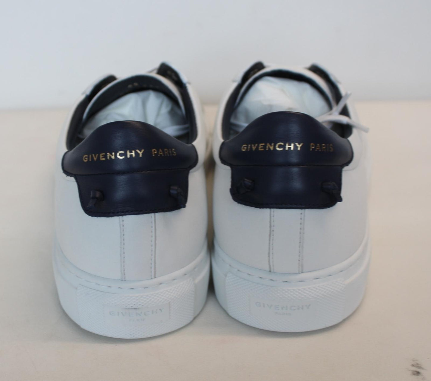 GIVENCHY Men's White Navy Blue Leather Urban Street Low Trainers EU45 UK11 NEW