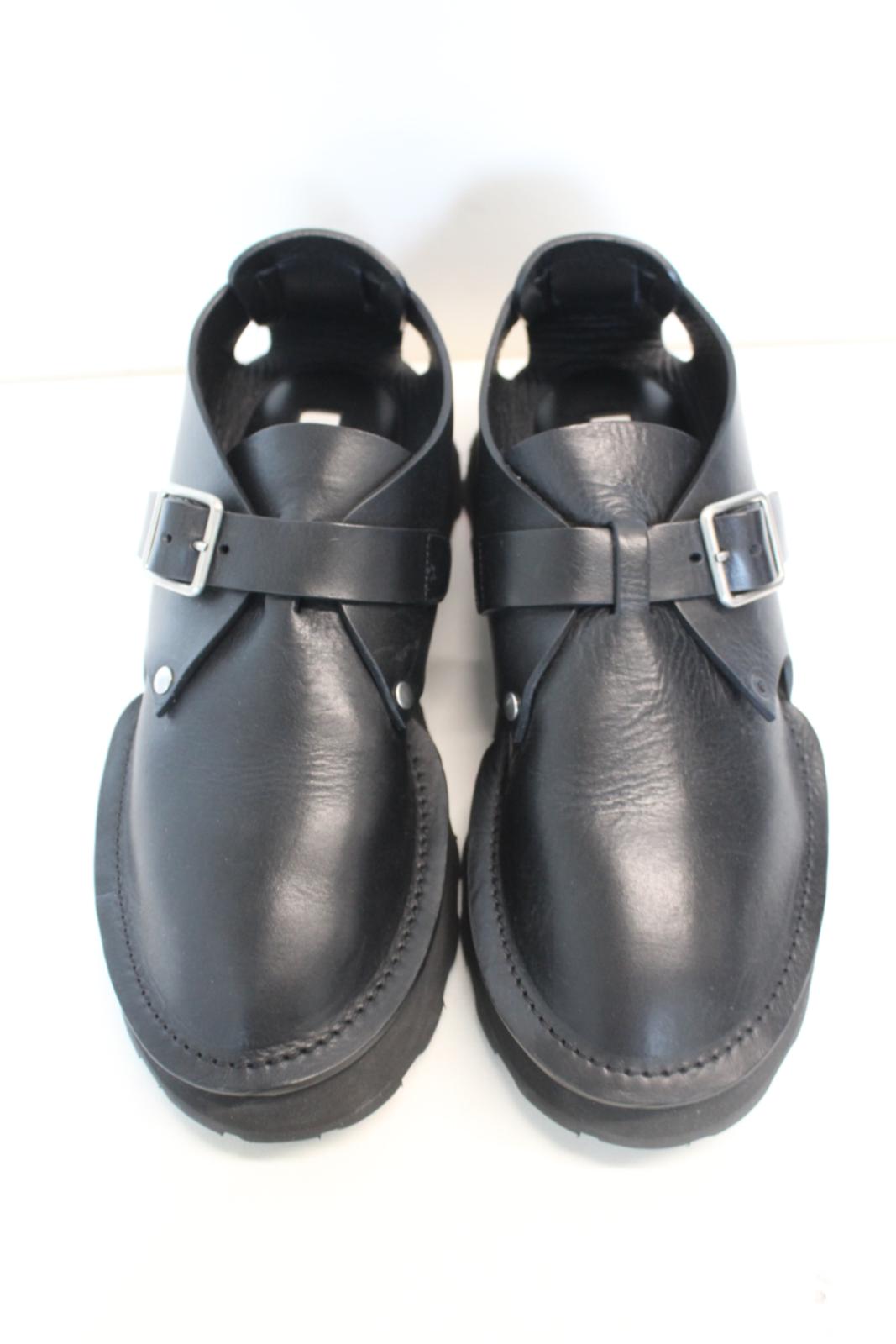 JIL SANDER Men's Black Naim Leather Buckled Cut Out Monk Shoes EU41 UK7 NEW
