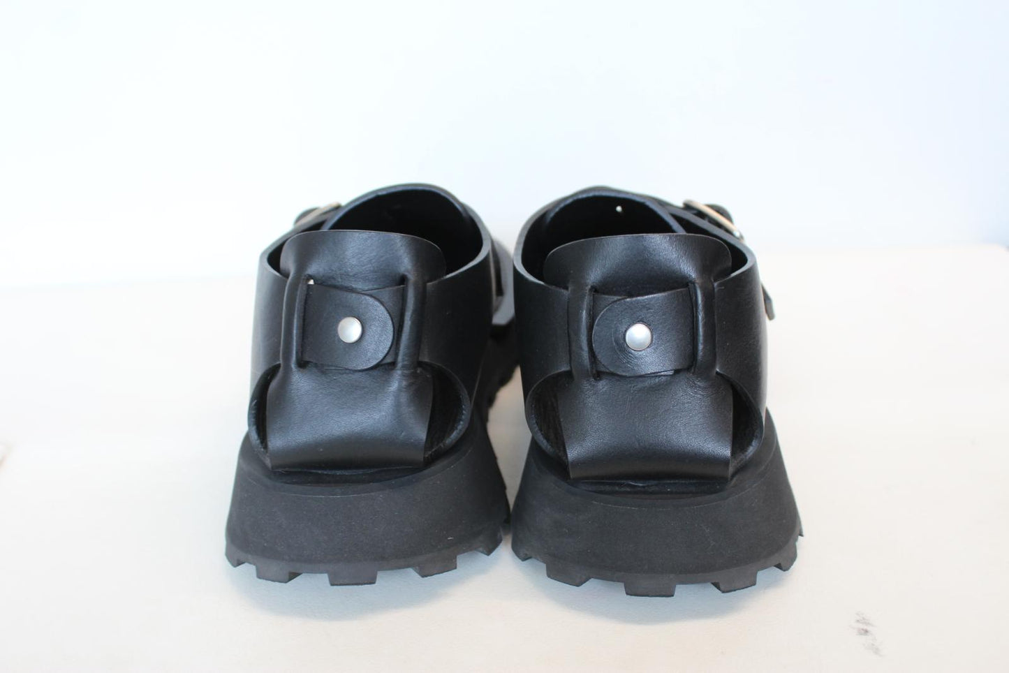 JIL SANDER Men's Black Naim Leather Buckled Cut Out Monk Shoes EU41 UK7 NEW