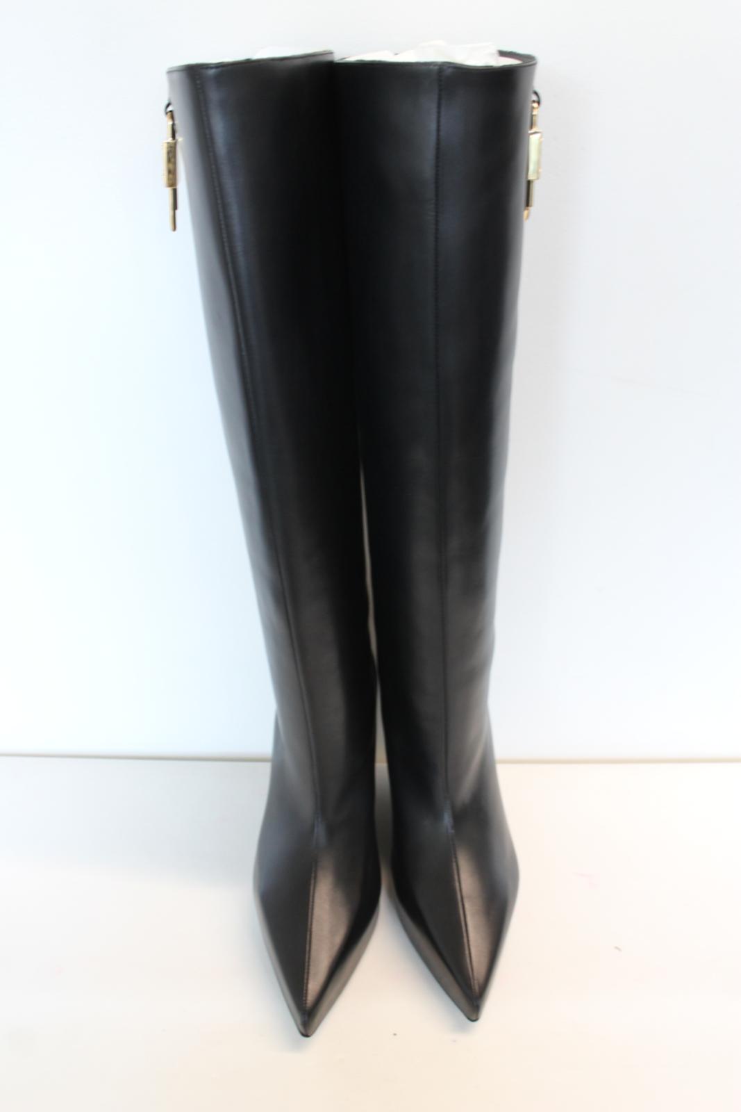 GIVENCHY Ladies G-Lock 110 Black Leather Wedge Knee High Boots EU38 UK5 NEW