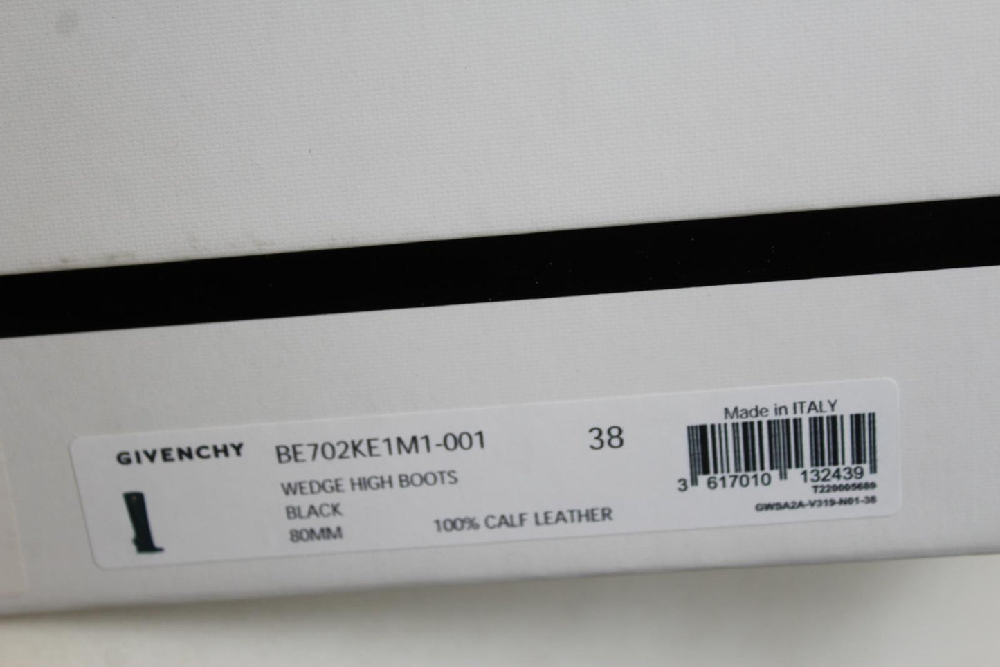 GIVENCHY Ladies G-Lock 110 Black Leather Wedge Knee High Boots EU38 UK5 NEW