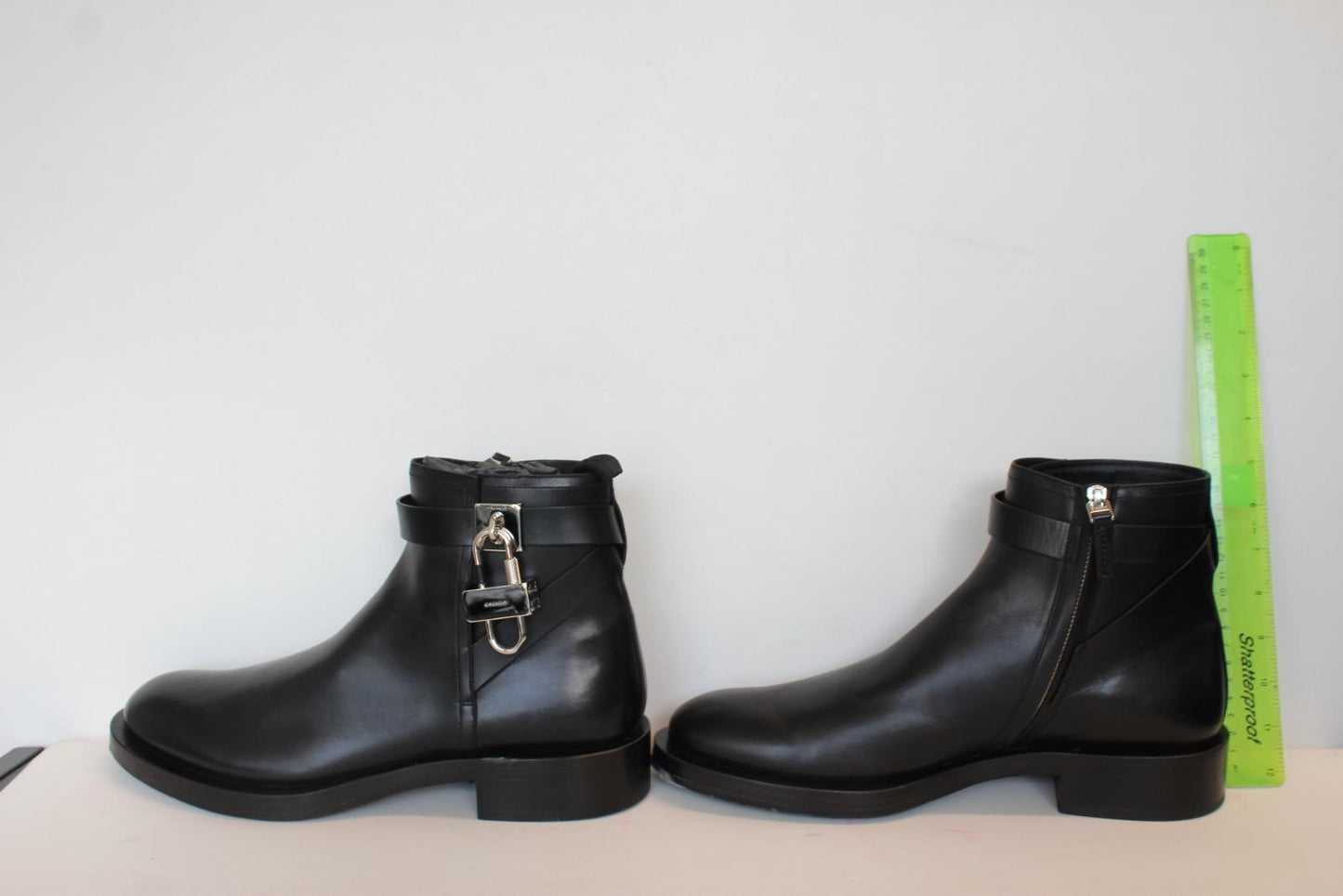 GIVENCHY Men's Black Leather Side Zip Padlock Ankle Boots EU44 UK10 NEW