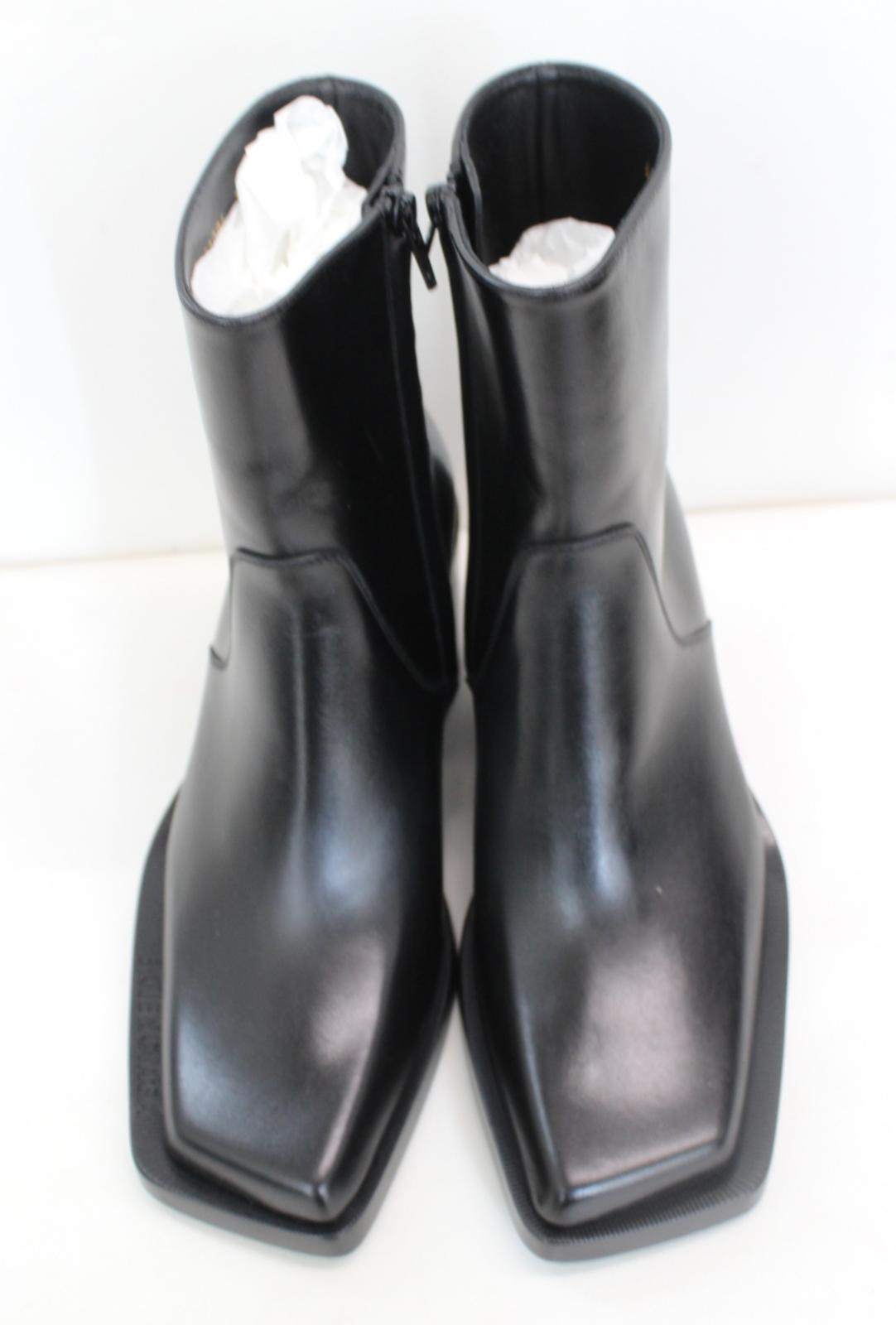 BALENCIAGA Ladies Cut 80 Black Leather Square Toe Ankle Boots EU37 UK4 NEW