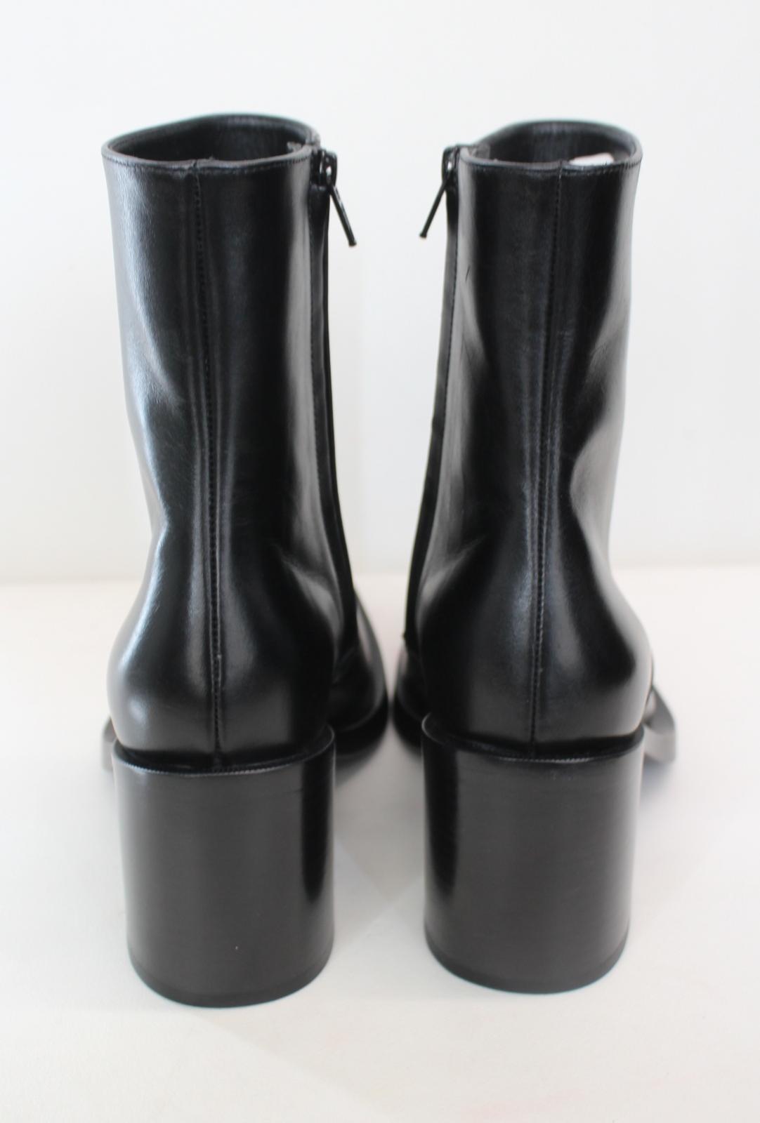 BALENCIAGA Ladies Cut 80 Black Leather Square Toe Ankle Boots EU37 UK4 NEW
