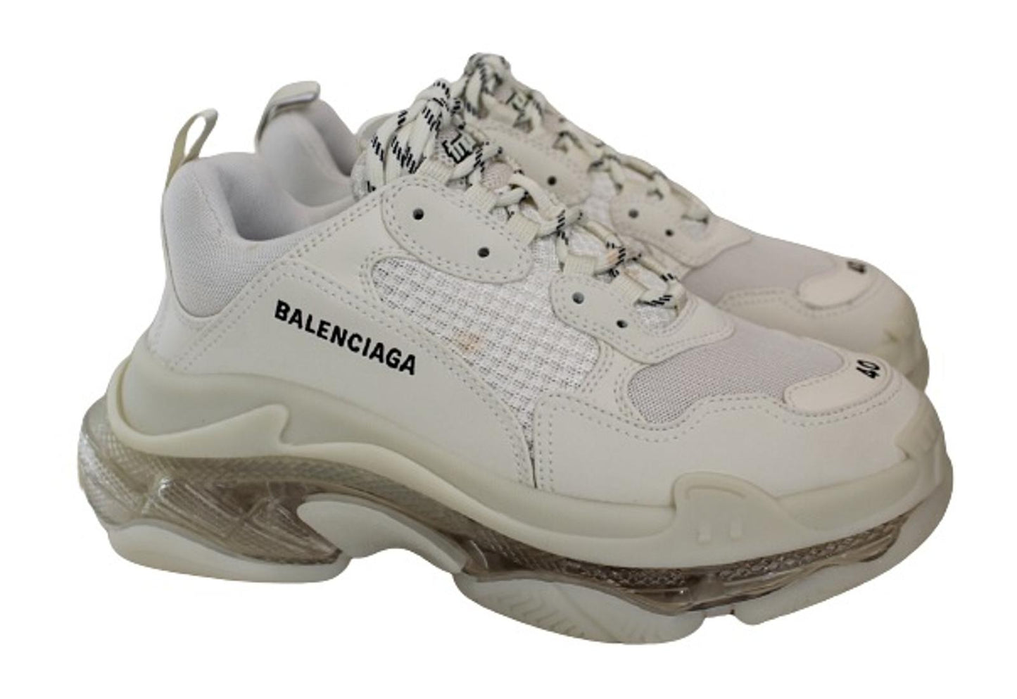 BALENCIAGA Men's Triple S White Mesh & Leather Free Trainers EU40 UK6 NEW