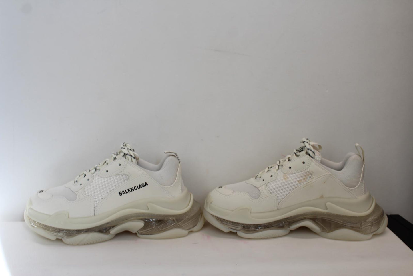 BALENCIAGA Men's Triple S White Mesh & Leather Free Trainers EU40 UK6 NEW