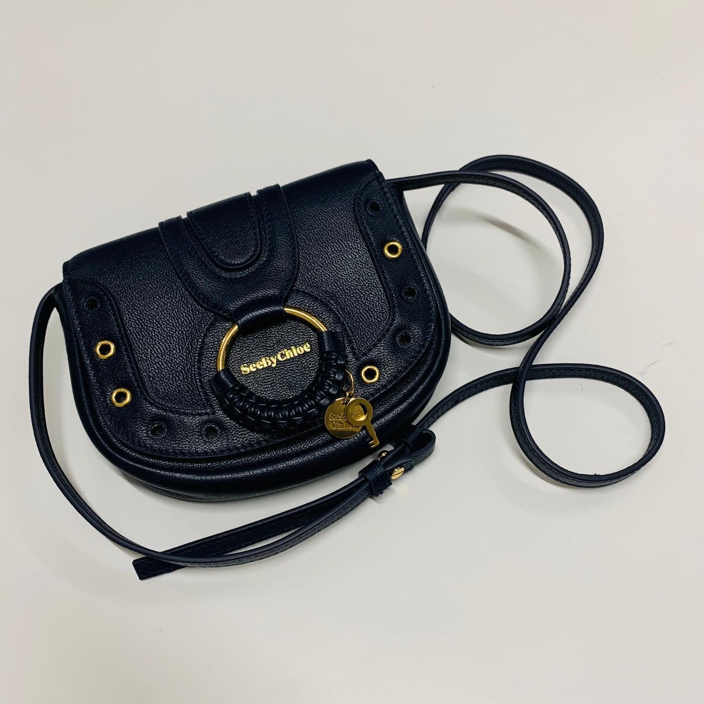 CHLOE Blue Ladies Satchel Leather Hana Eyelet Mini Handbag XS Size NEW