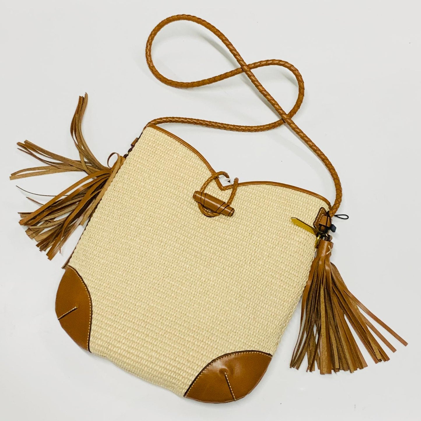 ISABEL MARANT Brown Ladies Shoulder Bag Tyag Raffia Leather Handbag M Size NEW