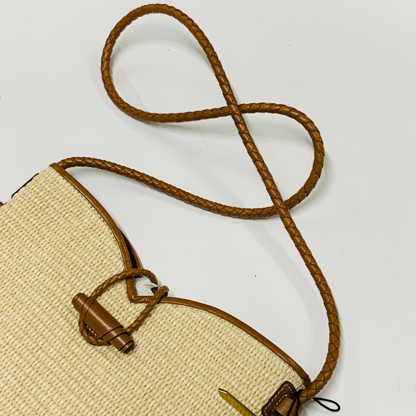 ISABEL MARANT Brown Ladies Shoulder Bag Tyag Raffia Leather Handbag M Size NEW