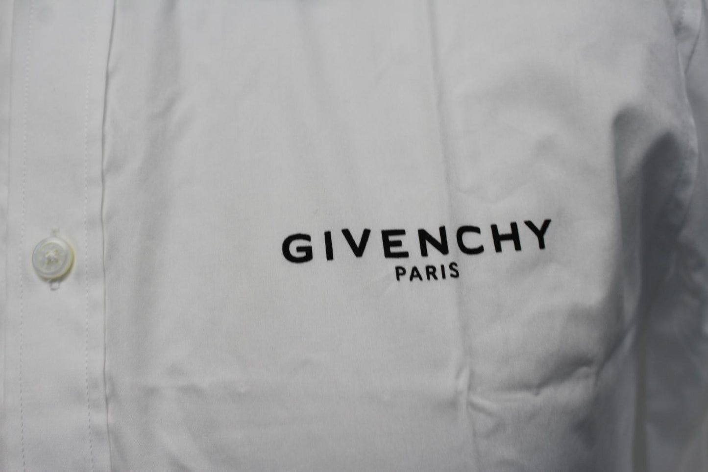 GIVENCHY Men's Browns 50 Logo Patch White Black Long Sleeve Cotton Shirt 39 NEW