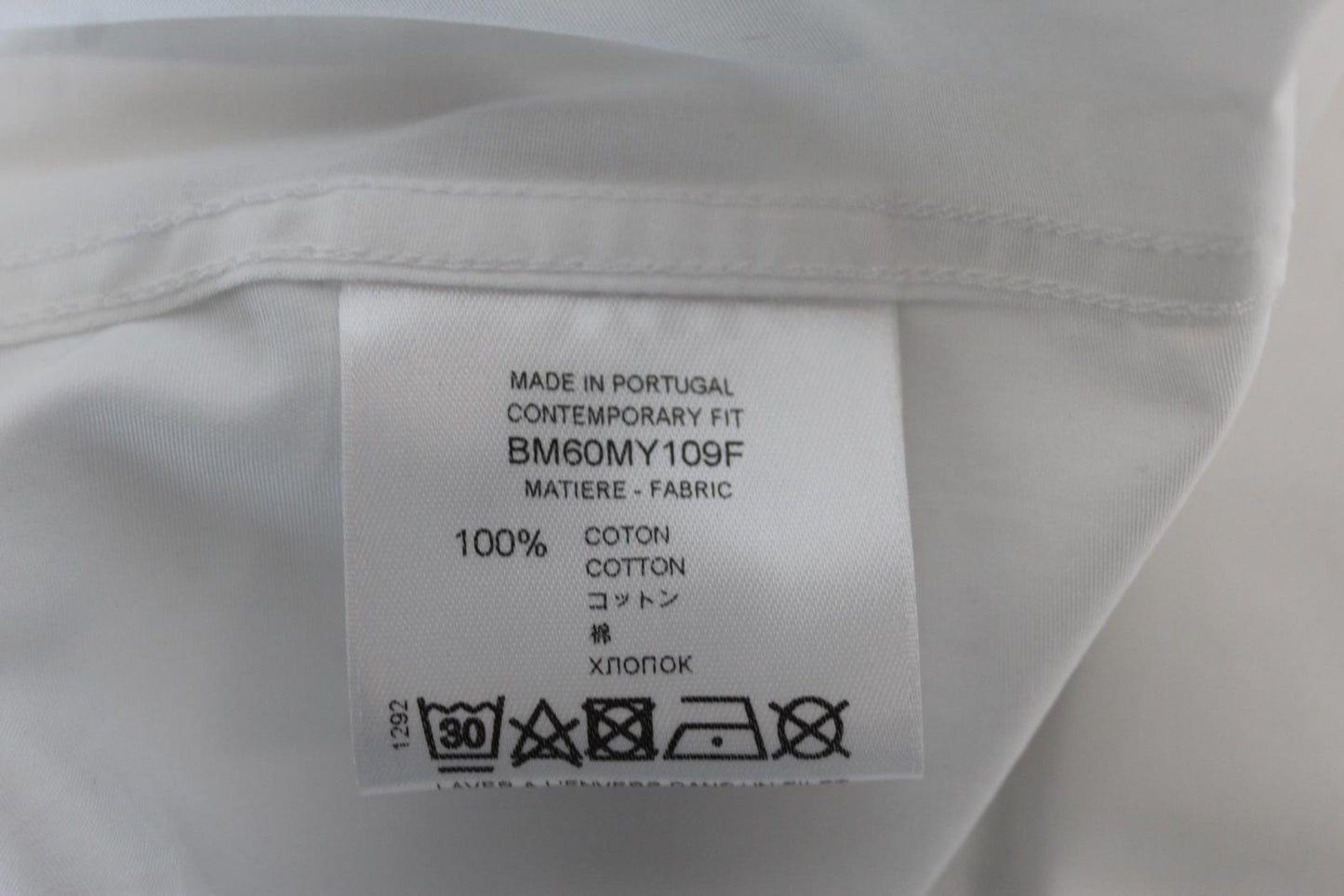 GIVENCHY Men's Browns 50 Logo Patch White Black Long Sleeve Cotton Shirt 39 NEW