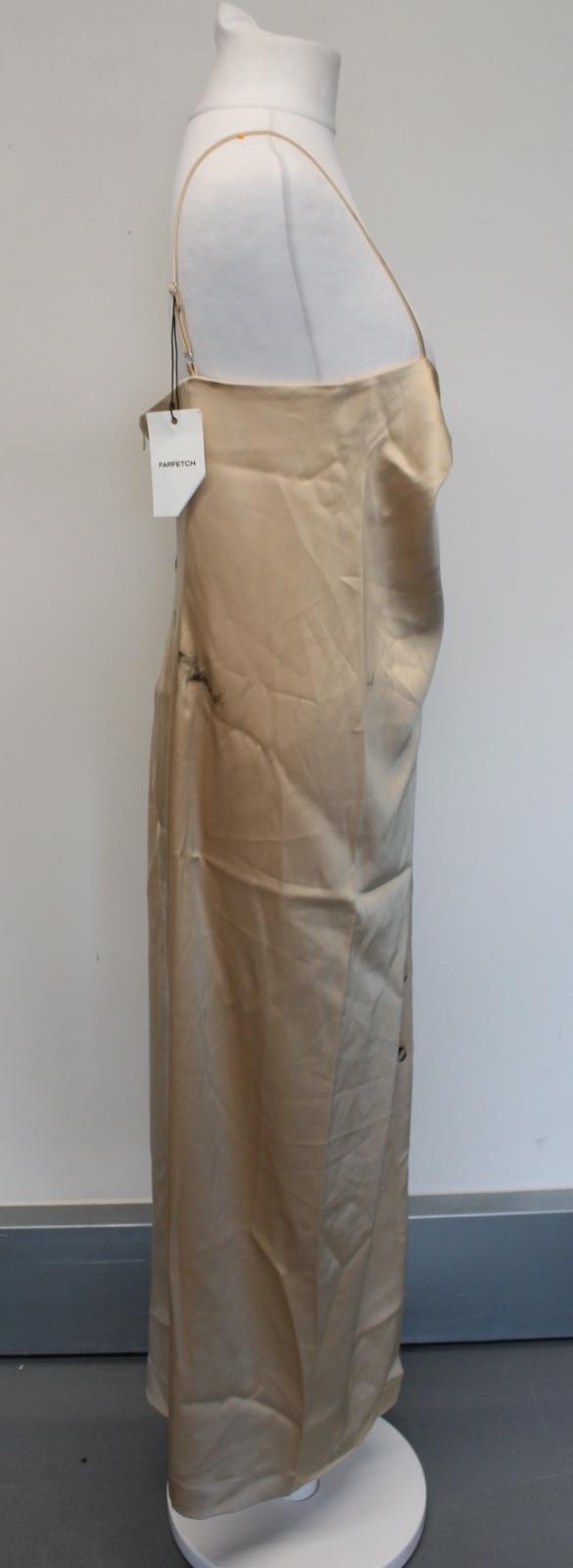 NANUSHKA Ladies Doris Sarong Style Pearl Beige Slip Satin Midi Dress L NEW