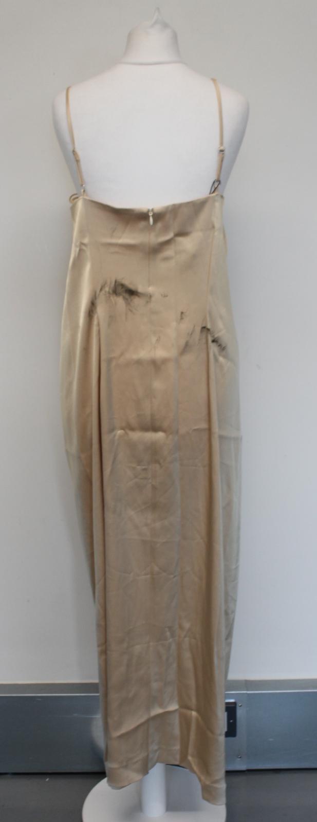 NANUSHKA Ladies Doris Sarong Style Pearl Beige Slip Satin Midi Dress L NEW