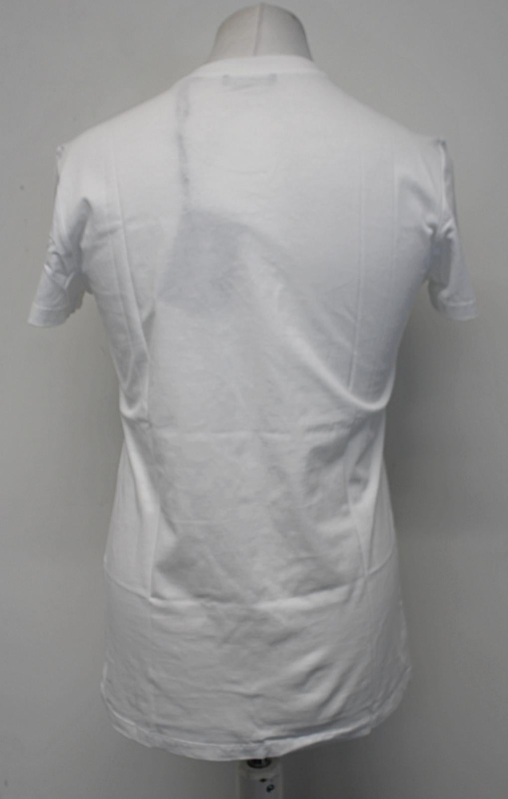 BALMAIN Men's Flock White/Black Short Sleeve Raised Logo Cotton T-Shirt XS NEW