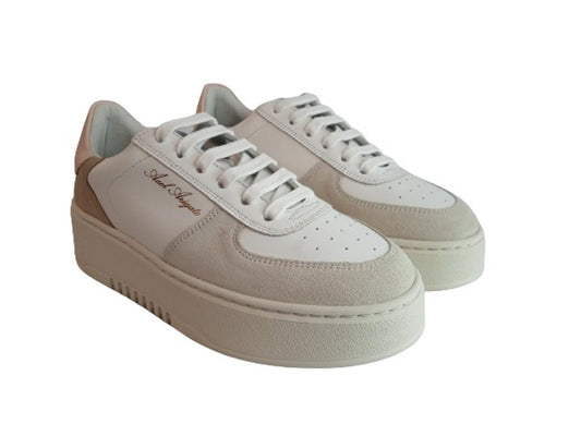 AXEL ARIGATO Ladies White & Pink Leather Orbit Lace-Up Trainers Size UK4 NEW