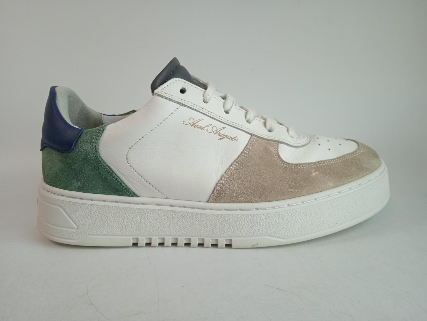 AXEL ARIGATO Men's White & Blue Leather Orbit Lace-Up Trainers Size UK9 NEW