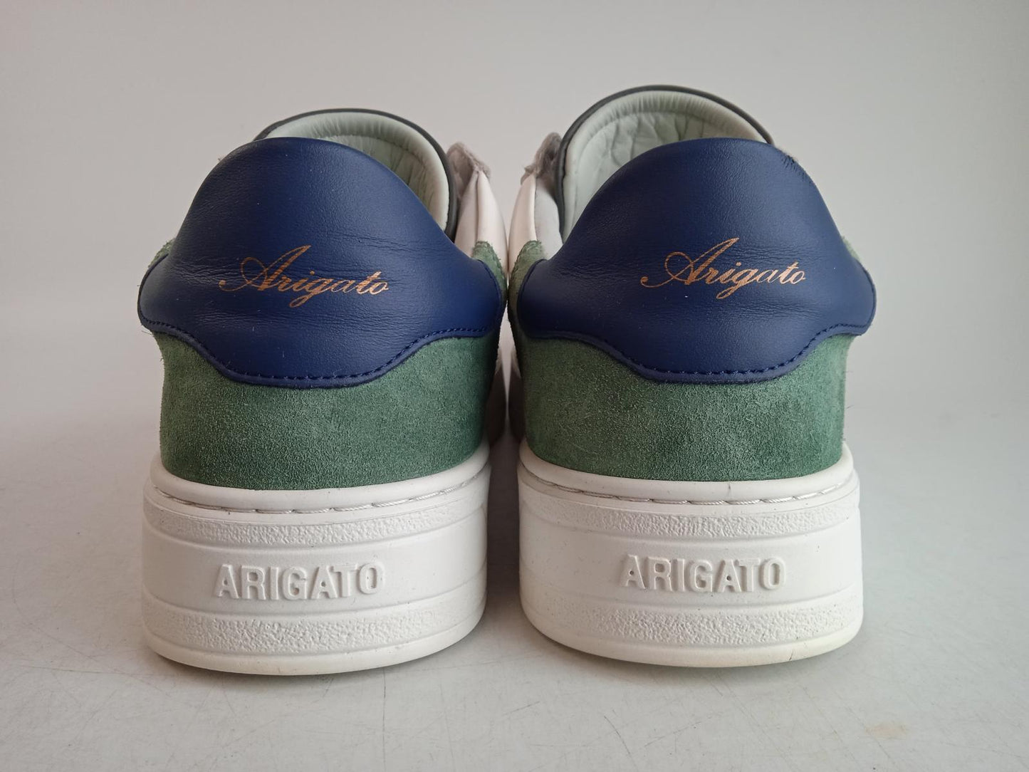 AXEL ARIGATO Men's White & Blue Leather Orbit Lace-Up Trainers Size UK9 NEW