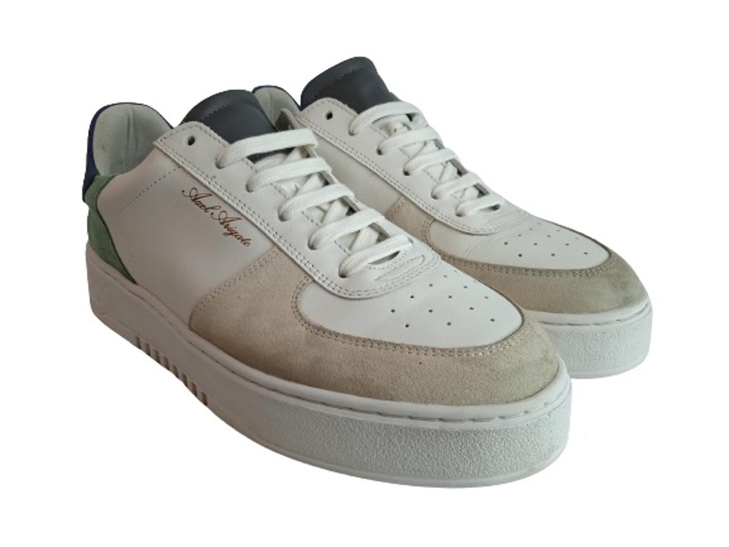 AXEL ARIGATO Men's White & Blue Leather Orbit Lace-Up Trainers Size UK9.5 NEW