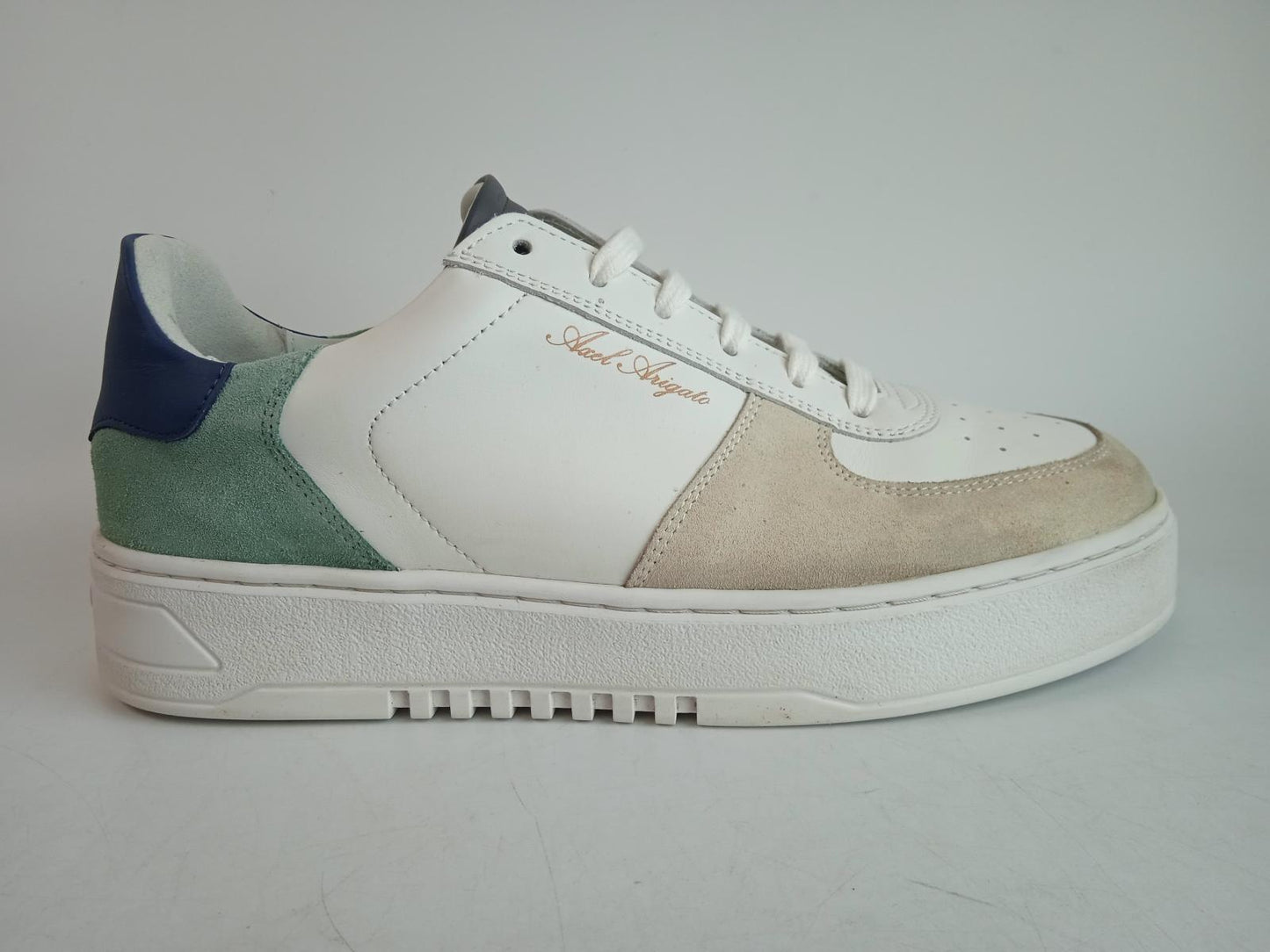AXEL ARIGATO Men's White & Blue Leather Orbit Lace-Up Trainers Size UK9.5 NEW