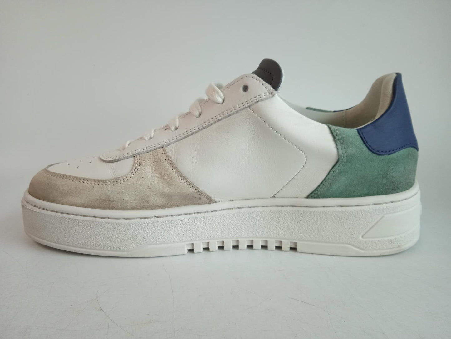 AXEL ARIGATO Men's White & Blue Leather Orbit Lace-Up Trainers Size UK9.5 NEW