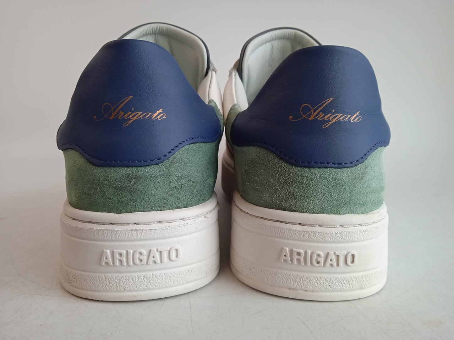 AXEL ARIGATO Men's White & Blue Leather Orbit Lace-Up Trainers Size UK9.5 NEW