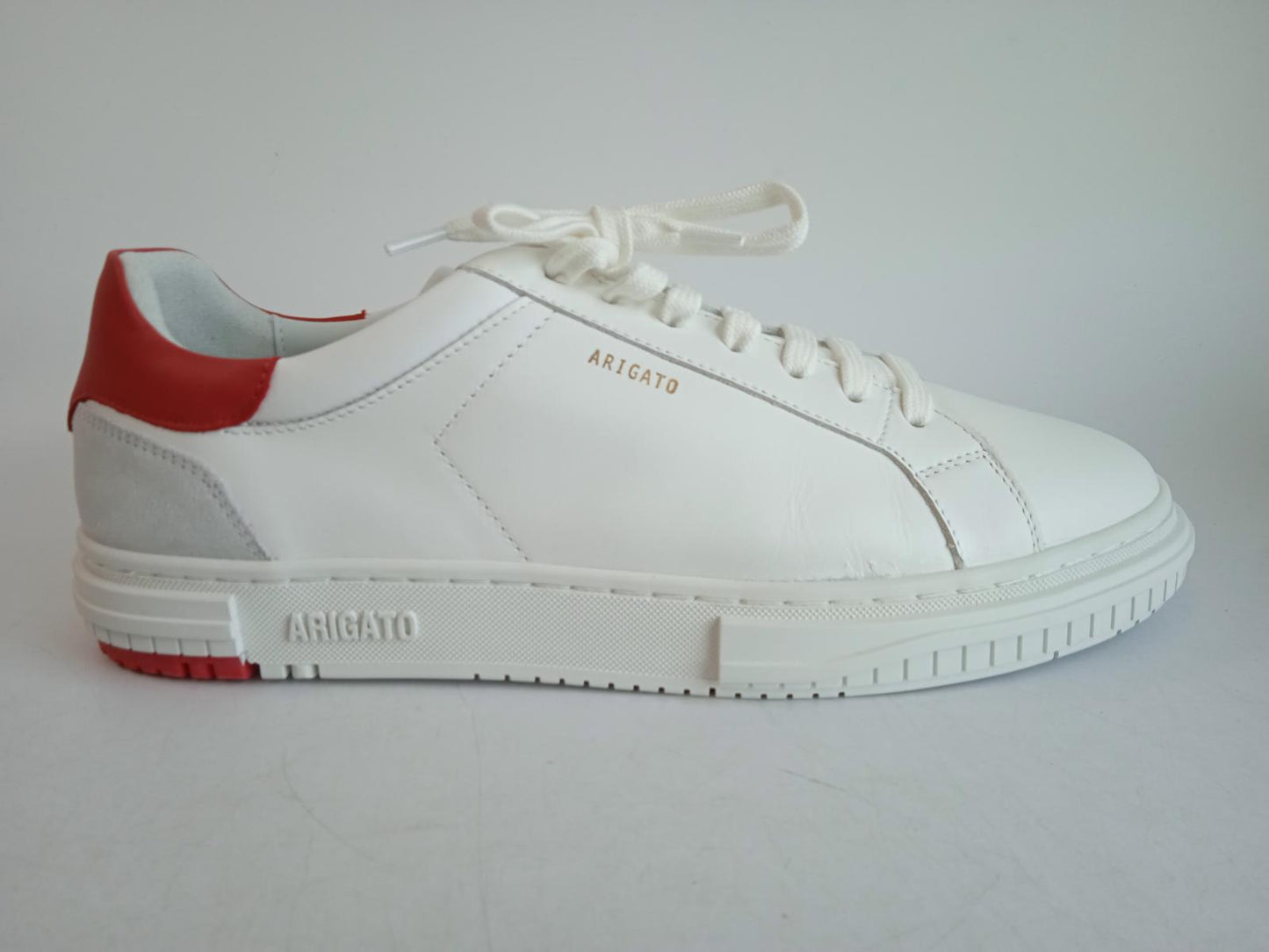AXEL ARIGATO Men's White & Red Leather Low Top Atlas Lace-Up Trainers UK10 NEW