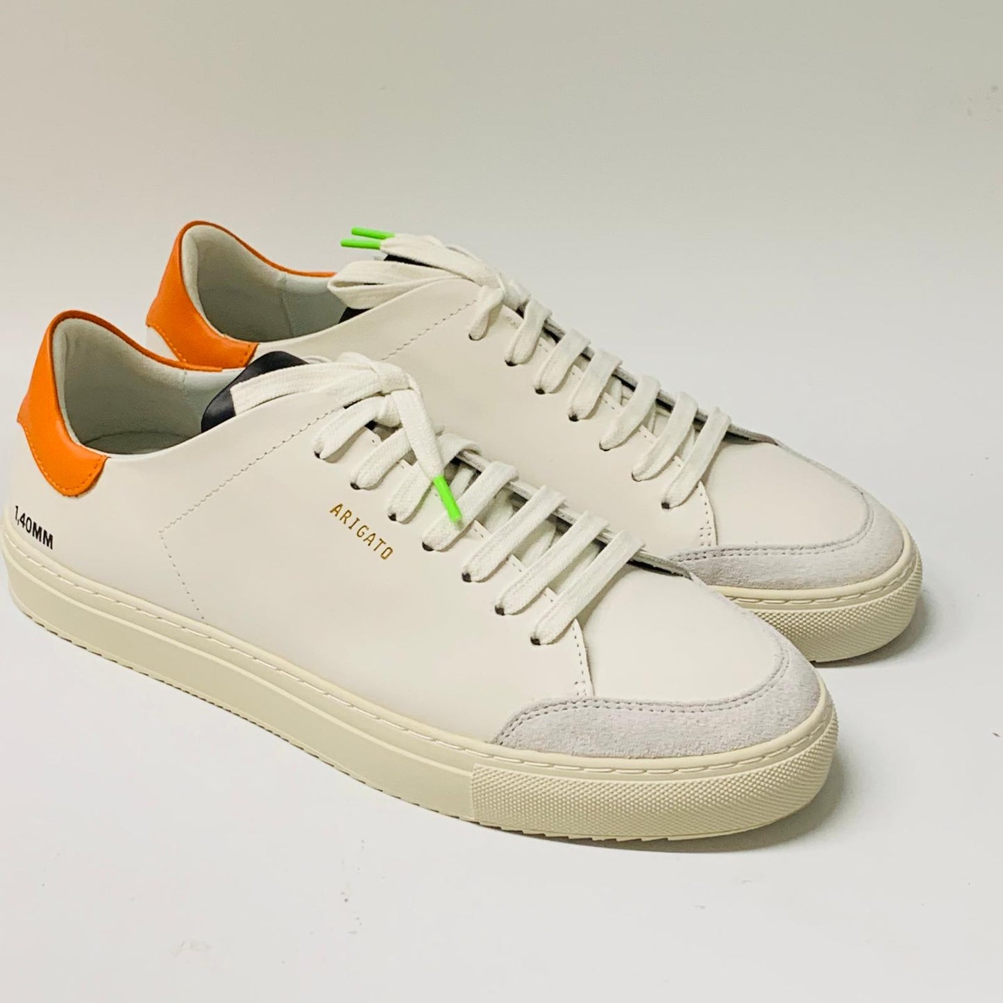 AXEL ARIGATO Men's White Orange Black Classic Leather Trainer Sneaker UK8 NEW