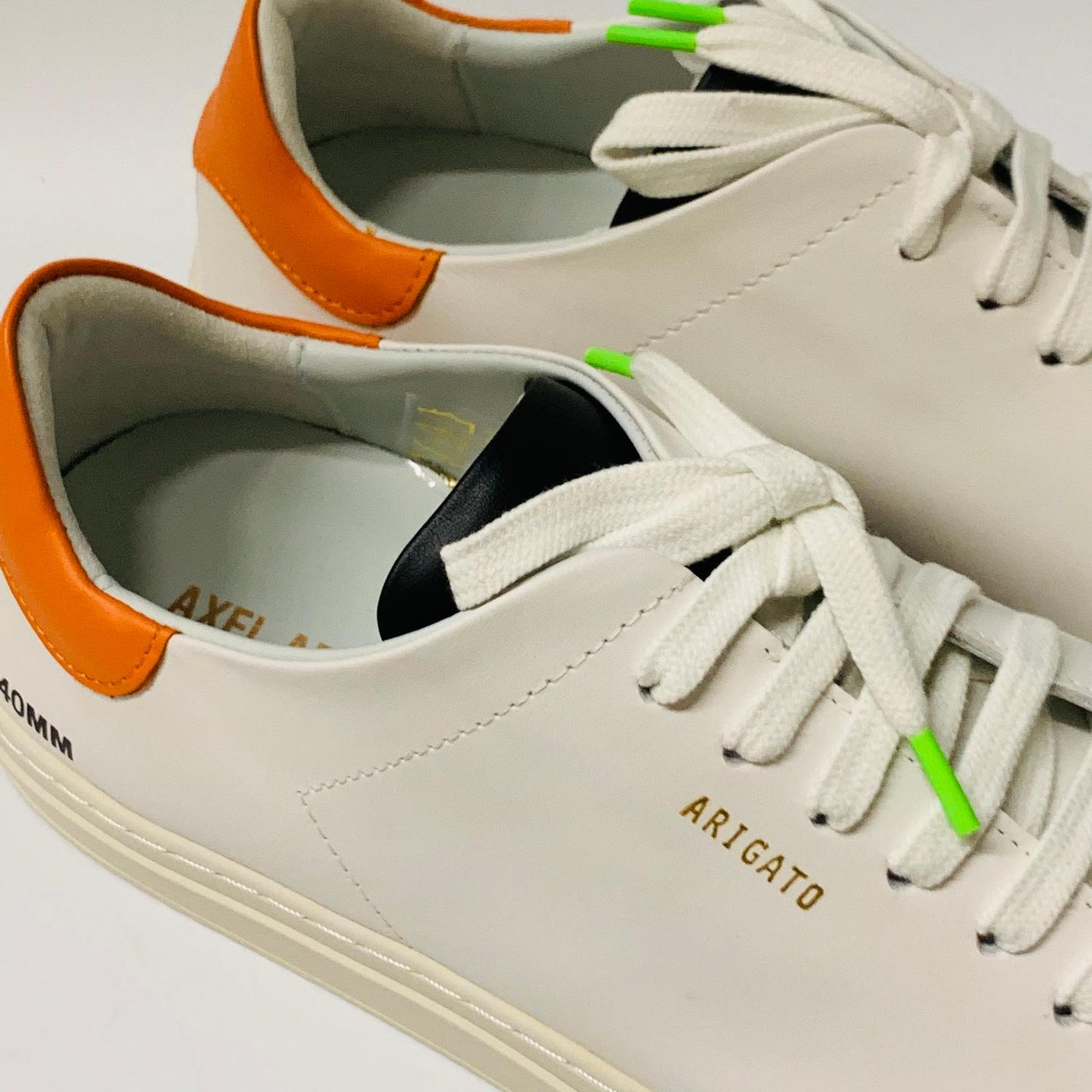AXEL ARIGATO Men's White Orange Black Classic Leather Trainer Sneaker UK8 NEW