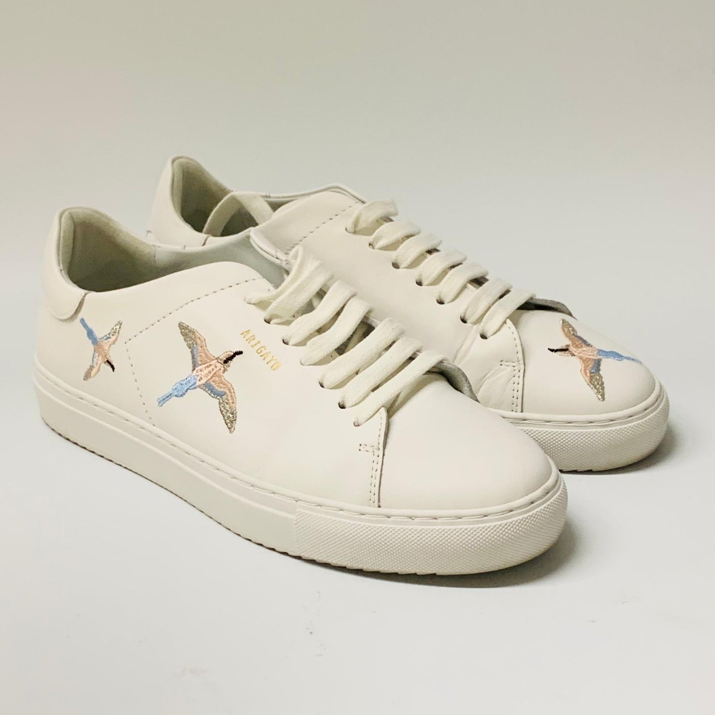 AXEL ARIGATO Men's White Pink Blue Bird Classic Leather Trainer Sneaker UK6 NEW