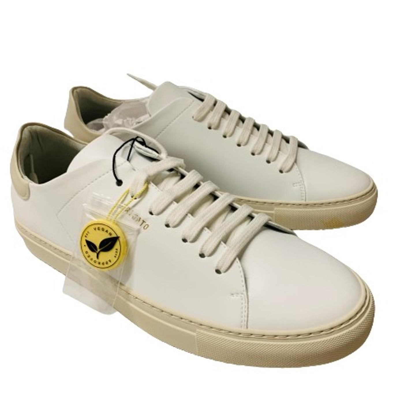 AXEL ARIGATO Men's White Beige Vegan Sneaker Faux Leather Trainer Shoe UK9.5 NEW