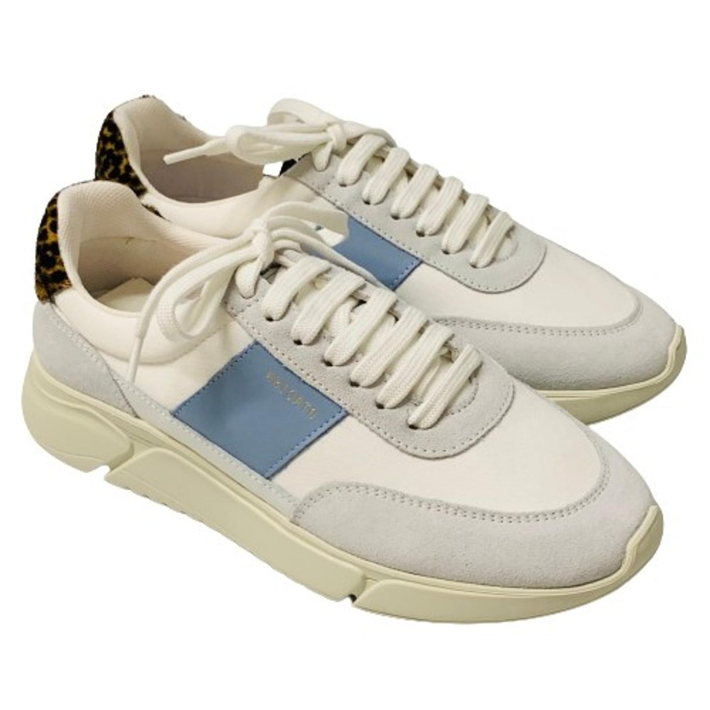 AXEL ARIGATO Ladies White Leopard & Blue Trainer Genesis Shoe Leather UK6 NEW