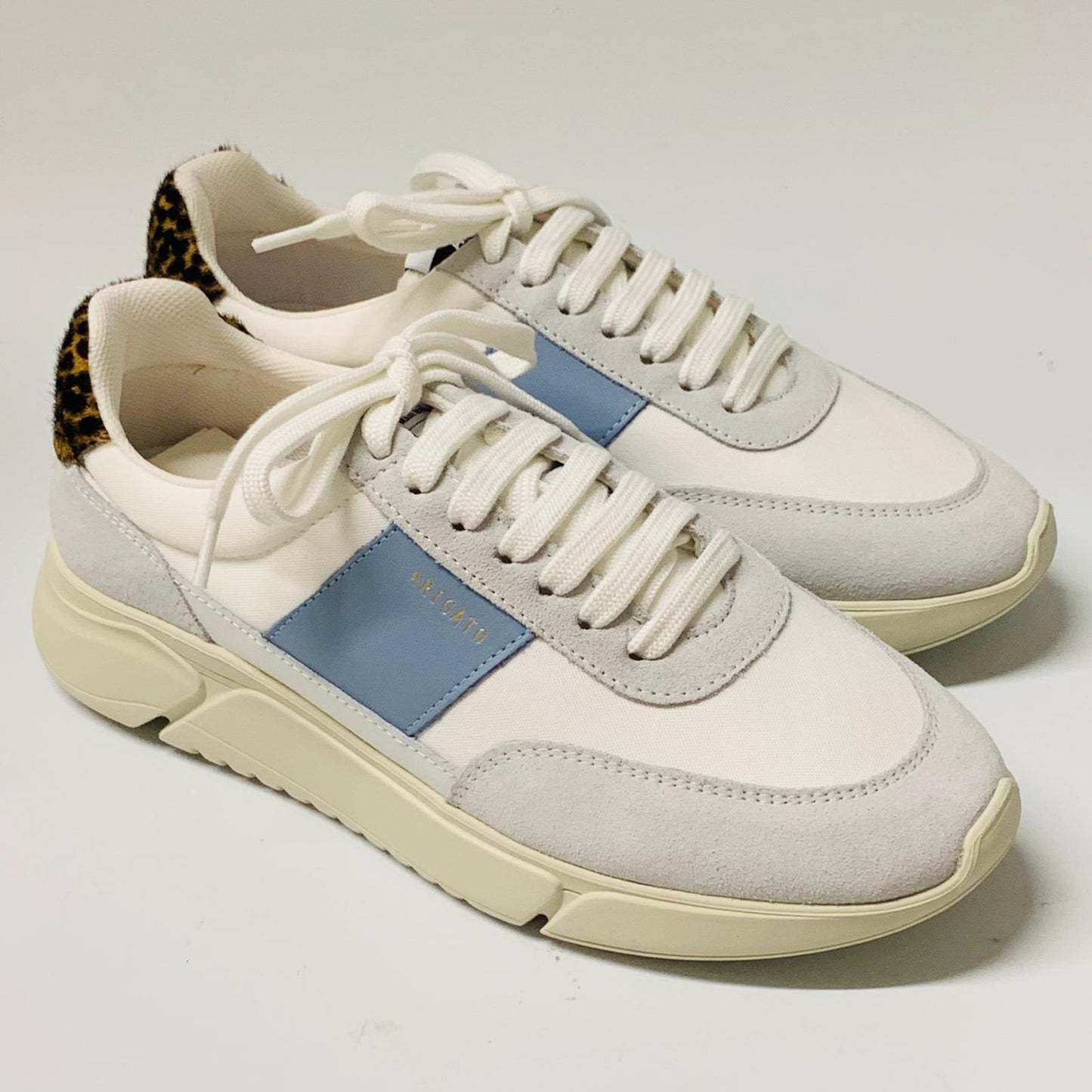 AXEL ARIGATO Ladies White Leopard & Blue Trainer Genesis Shoe Leather UK6 NEW