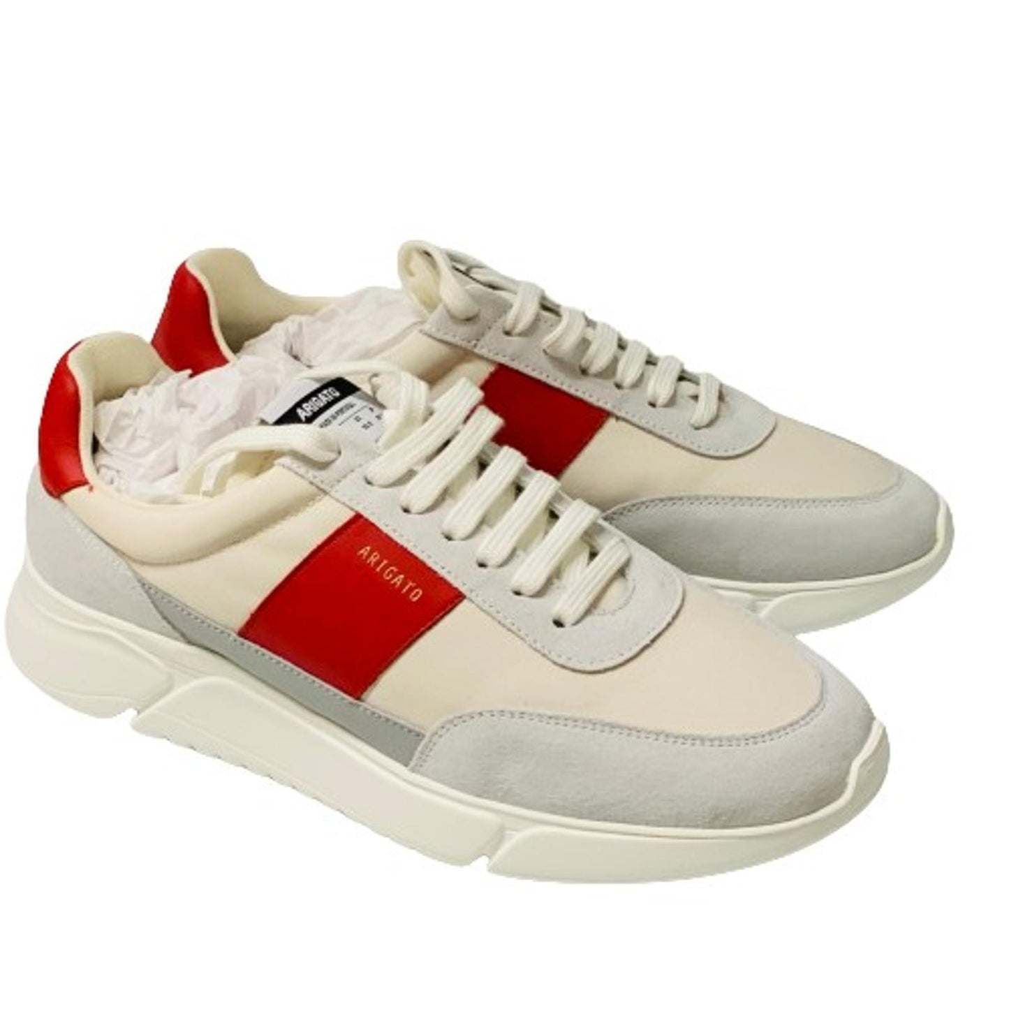 AXEL ARIGATO Men's Red Stripe White Leather Trainer Chunky Genesis UK9.5 NEW