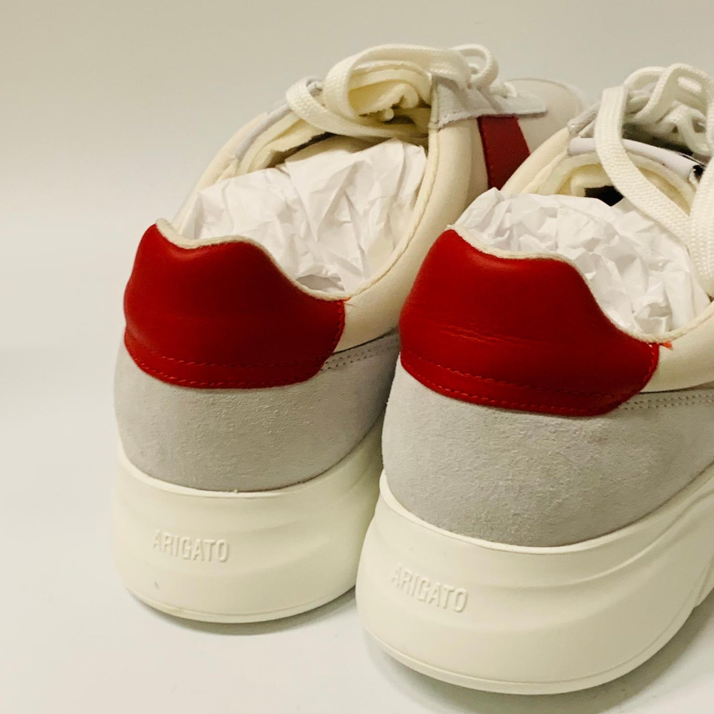 AXEL ARIGATO Men's Red Stripe White Leather Trainer Chunky Genesis UK9.5 NEW