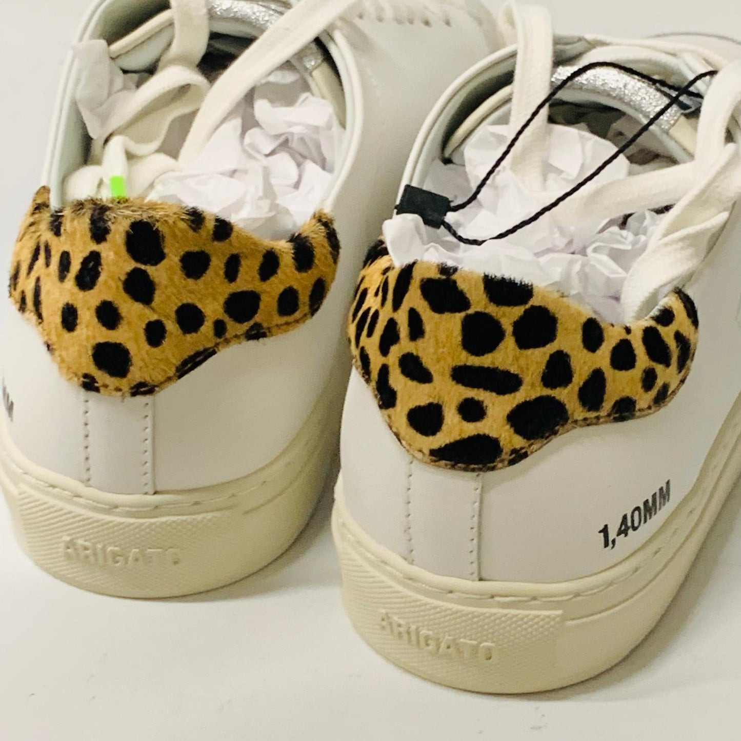 AXEL ARIGATO Ladies White Leather Clean 90 Leopard Trainer Lace Glitter UK6 NEW
