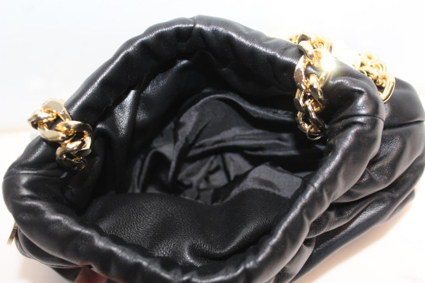 ROSANTICA Ladies Glam Black Leather Faux Pearl Embellished Shoulder Bag NEW
