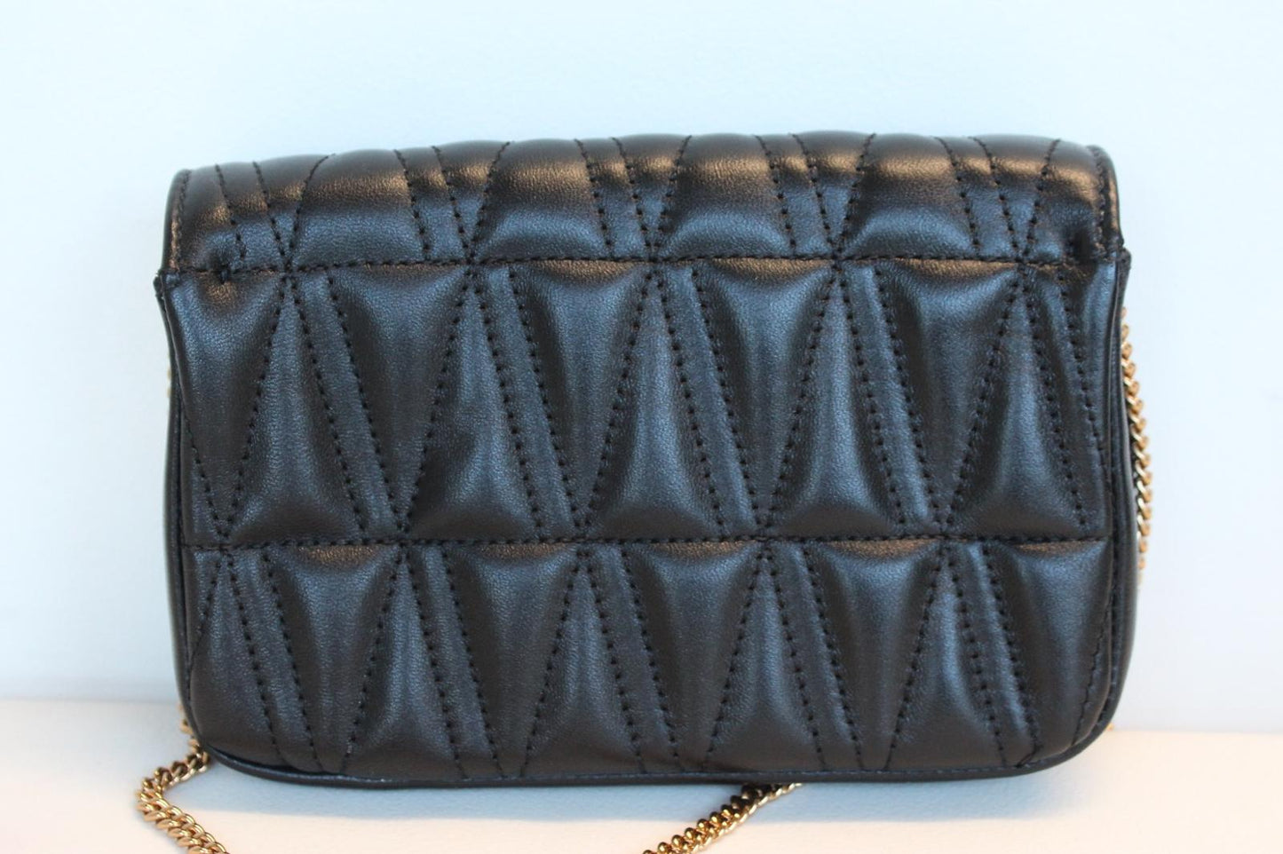 VERSACE Ladies Virtus Black Quilted Leather Chain Shoulder Bag 17 x 11 x 5cm NEW