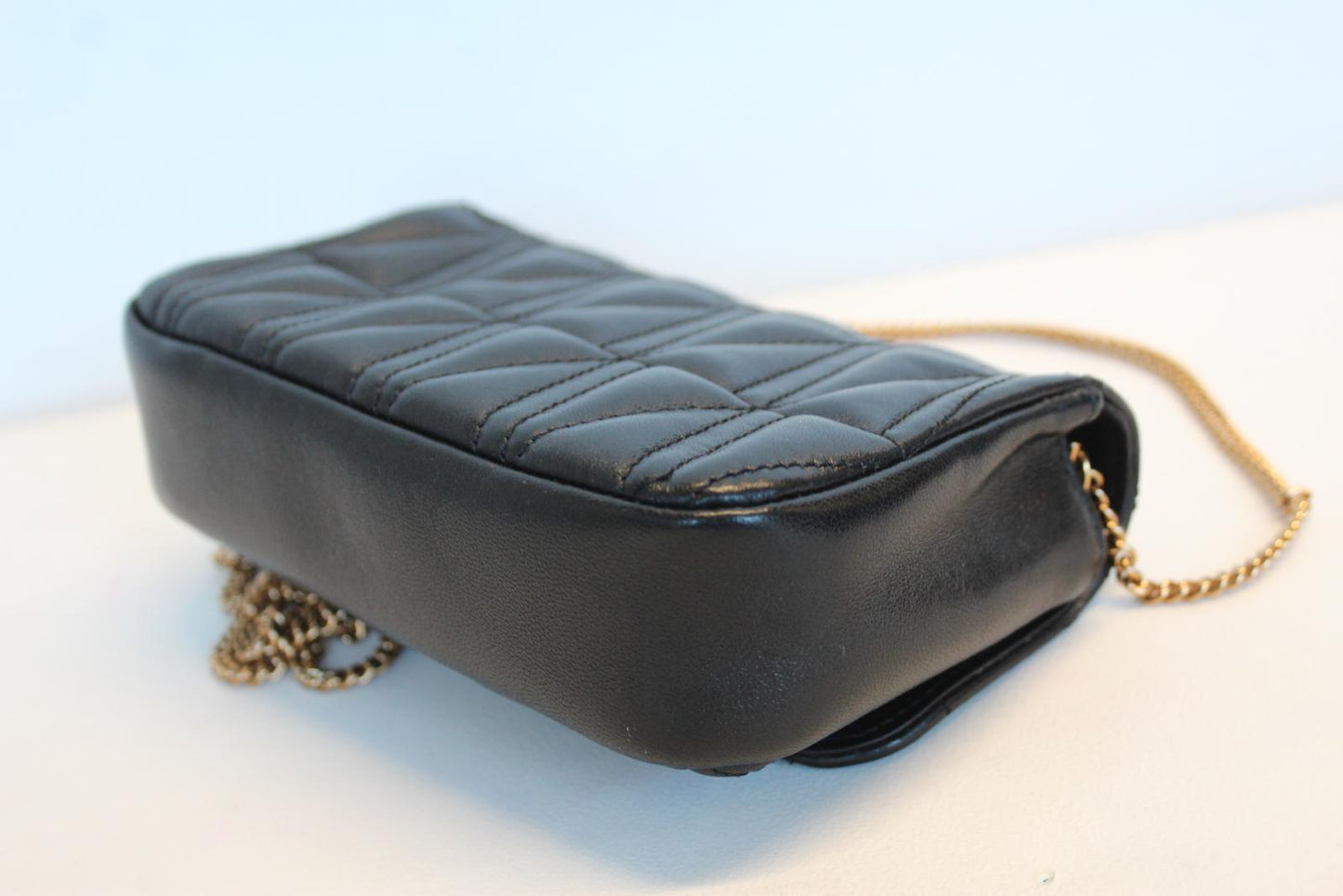 VERSACE Ladies Virtus Black Quilted Leather Chain Shoulder Bag 17 x 11 x 5cm NEW