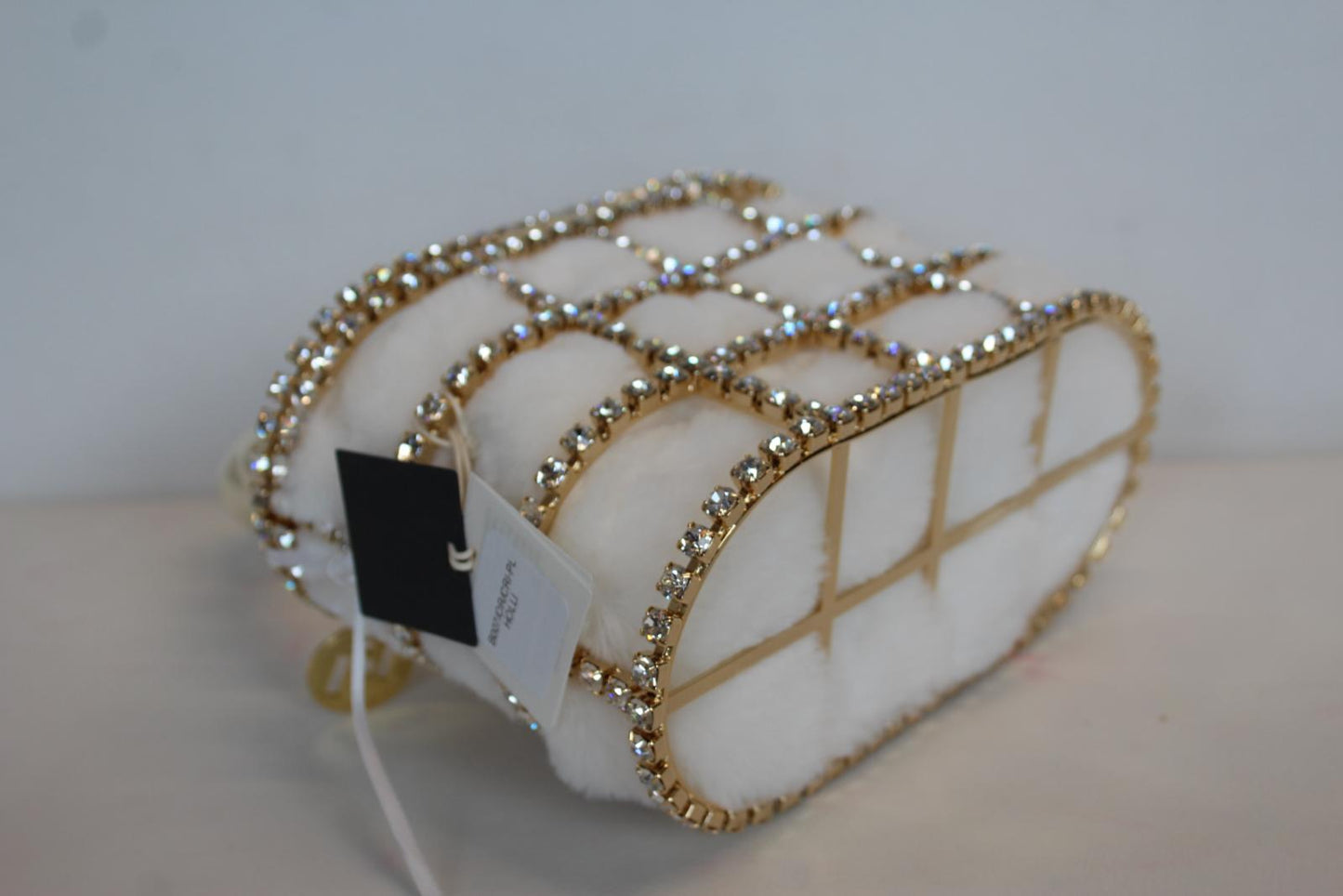 ROSANTICA Ladies Holli Crystal Gold Tone Faux Pearl Handle Tote Bag OS NEW