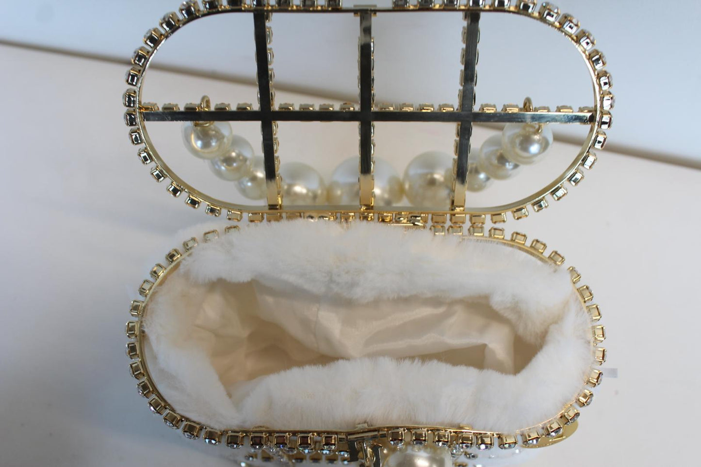 ROSANTICA Ladies Holli Crystal Gold Tone Faux Pearl Handle Tote Bag OS NEW