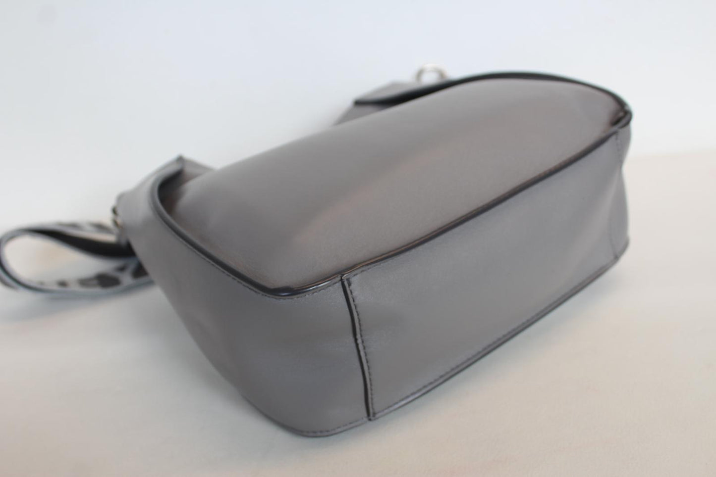 STELLA MCCARTNEY Ladies Grey Faux Leather Mini Stella Logo Shoulder Bag NEW