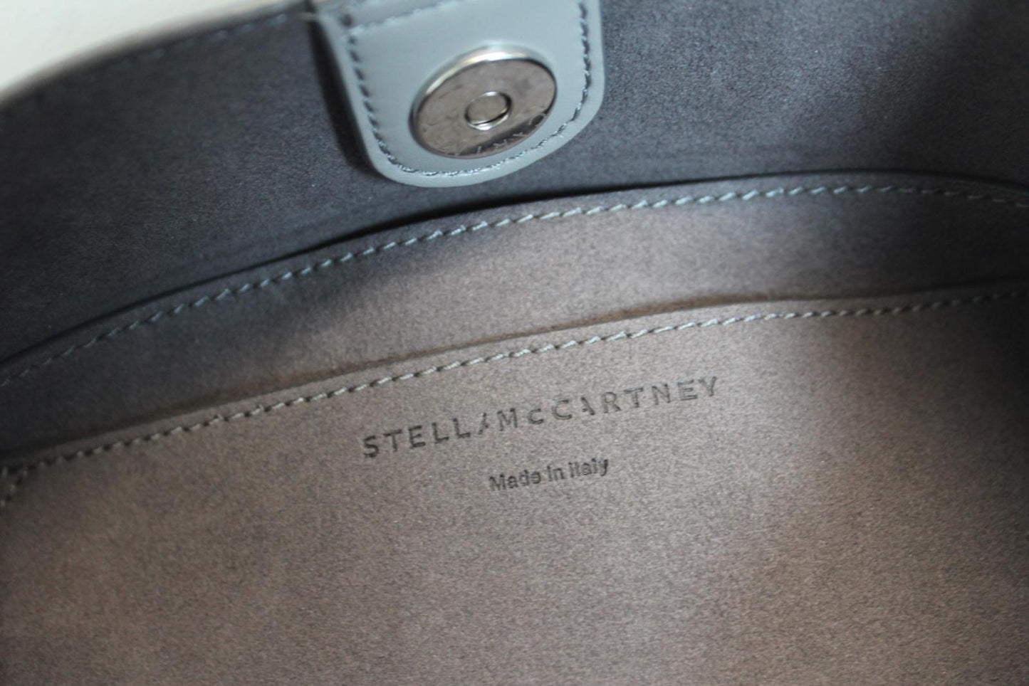 STELLA MCCARTNEY Ladies Grey Faux Leather Mini Stella Logo Shoulder Bag NEW