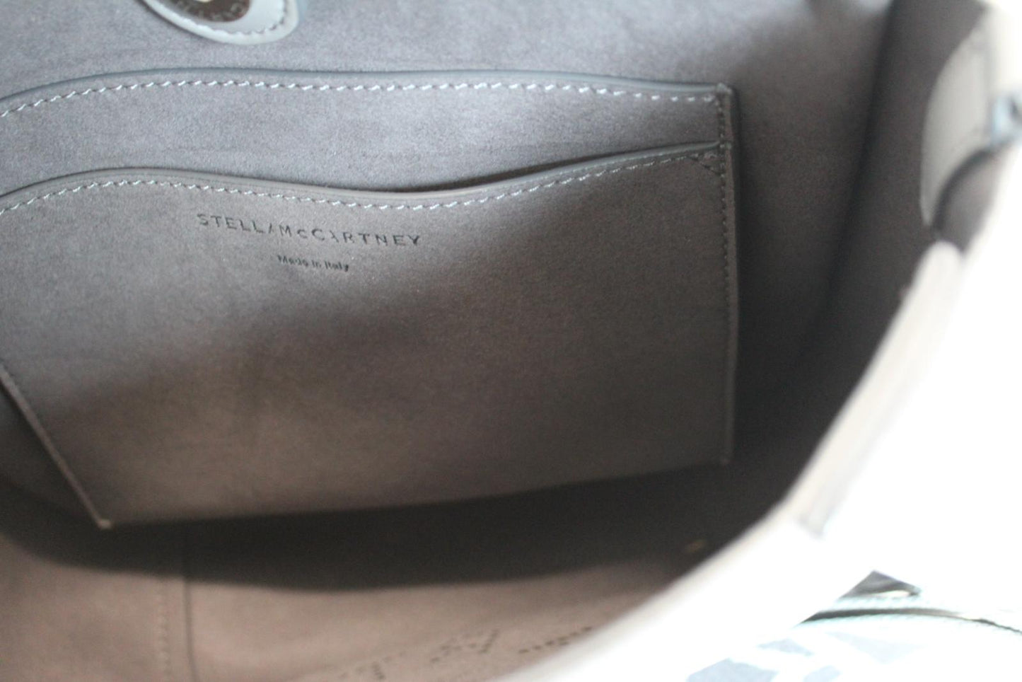 STELLA MCCARTNEY Ladies Grey Faux Leather Mini Stella Logo Shoulder Bag NEW