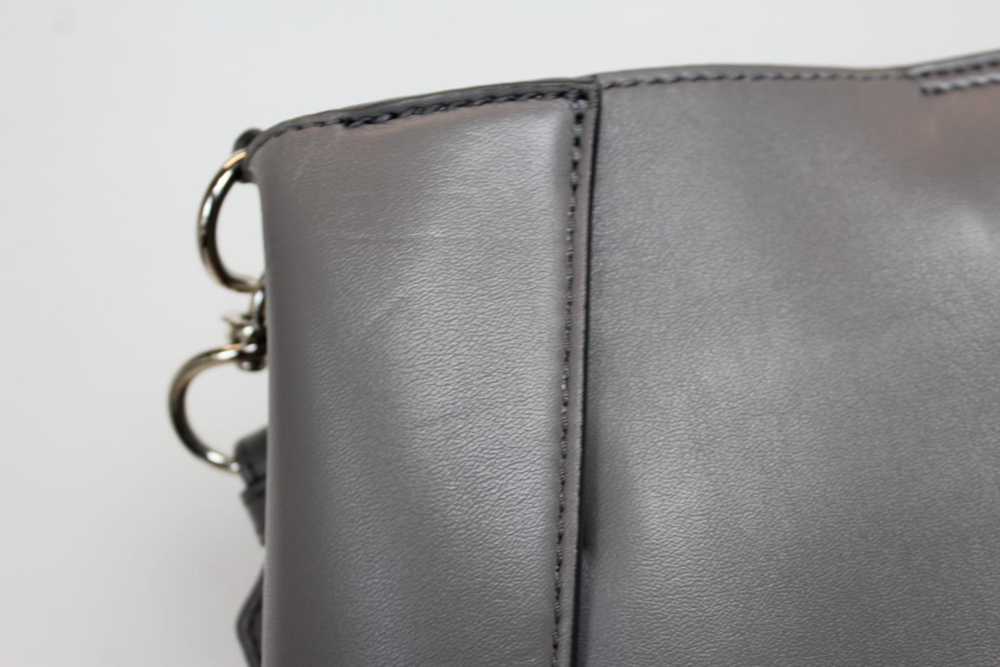 STELLA MCCARTNEY Ladies Grey Faux Leather Mini Stella Logo Shoulder Bag NEW