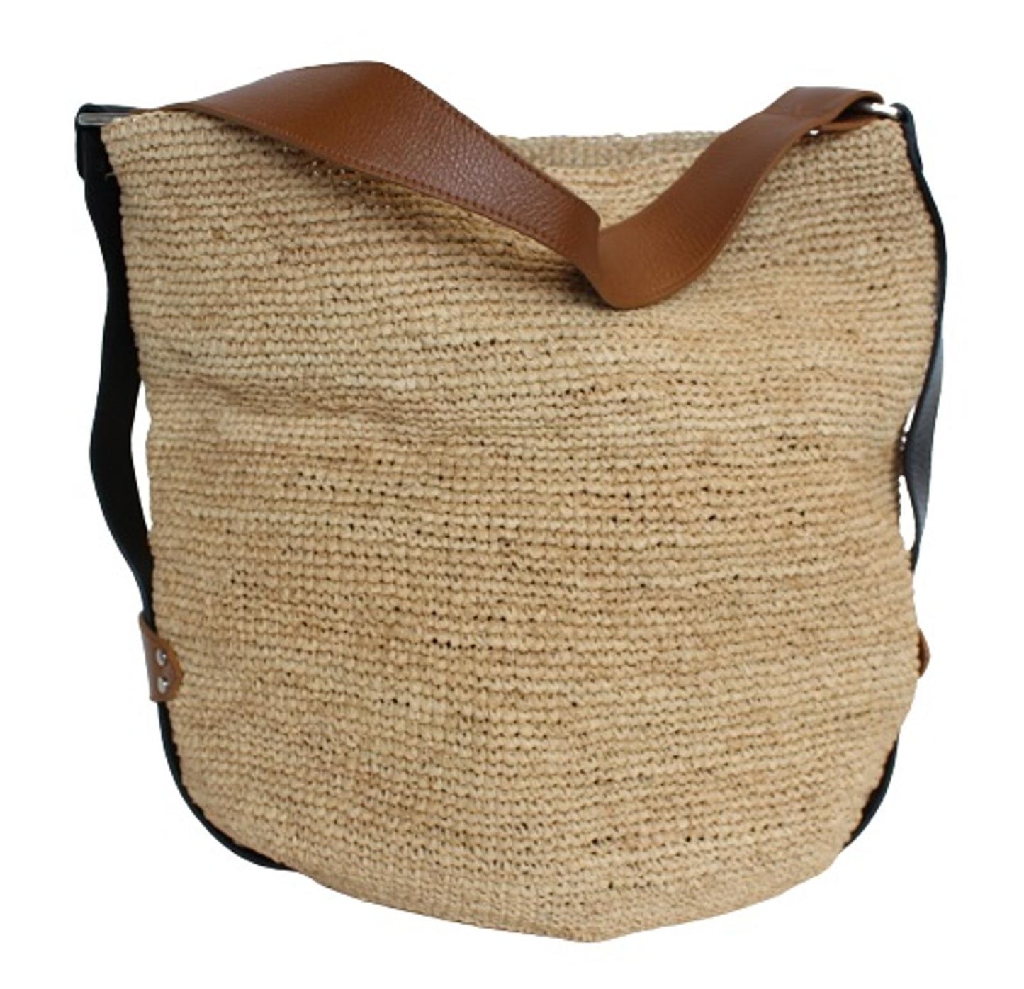 ISABEL MARANT Ladies Bayia Beige Brown Black Raffia & Leather Shoulder Bag NEW