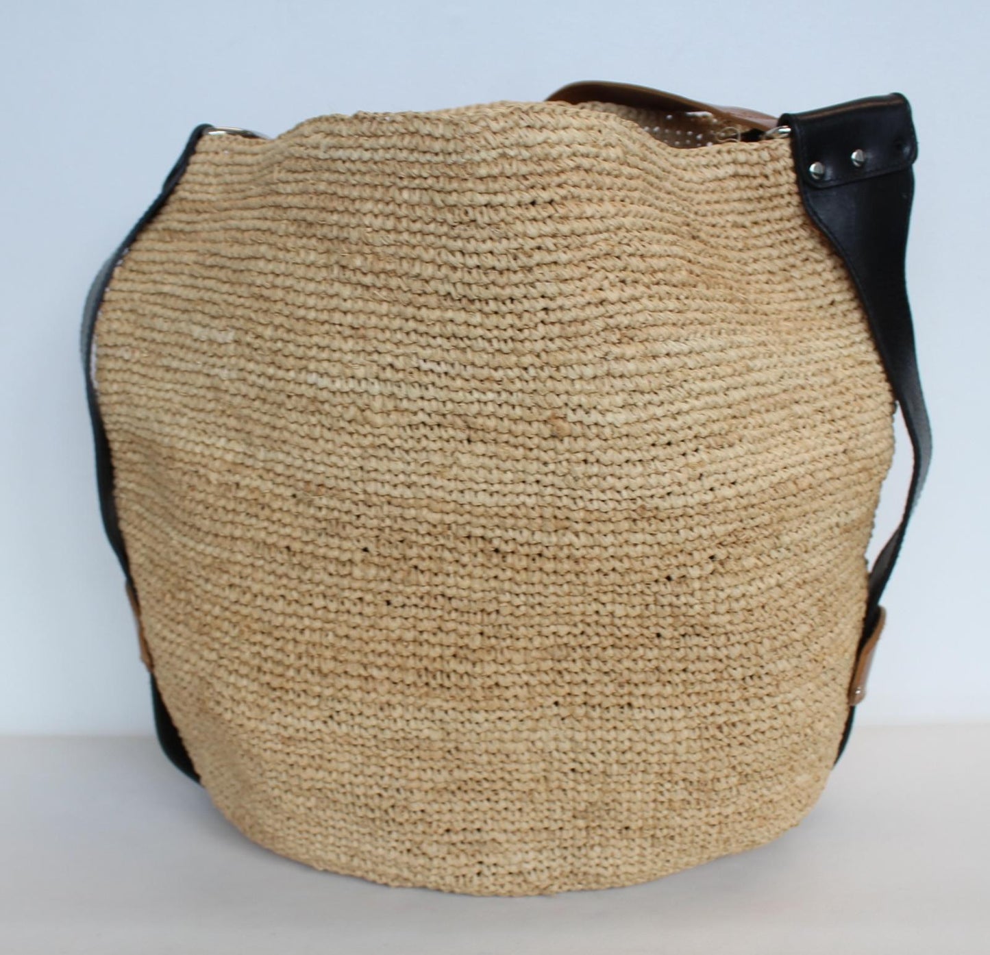 ISABEL MARANT Ladies Bayia Beige Brown Black Raffia & Leather Shoulder Bag NEW