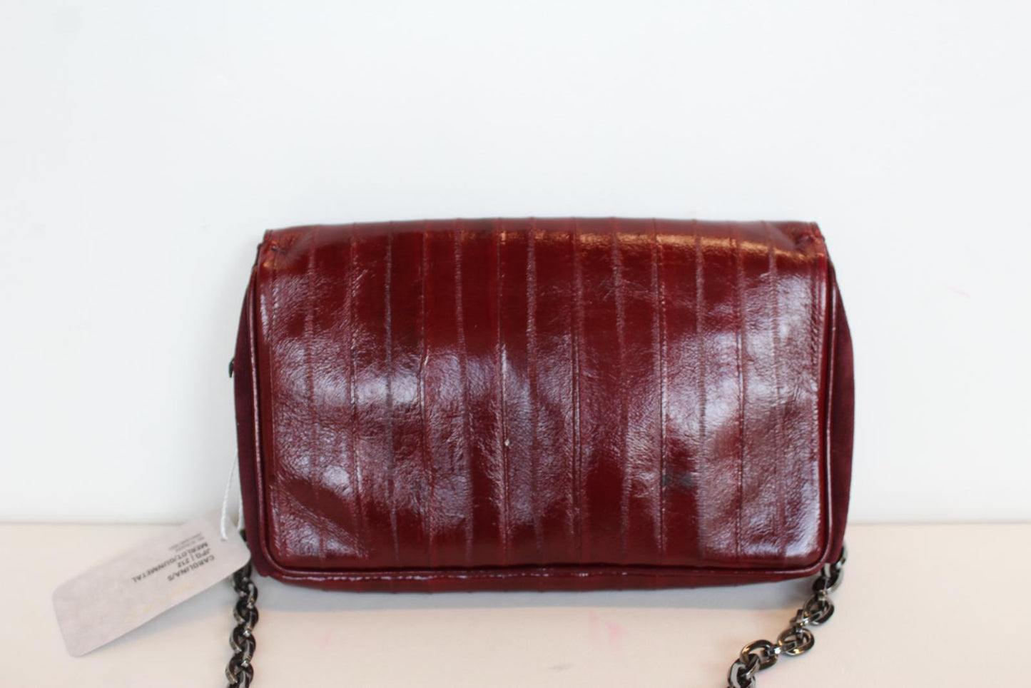 JIMMY CHOO Ladies Carolina Merlot Red/Gunmetal Leather Shoulder Bag OS NEW